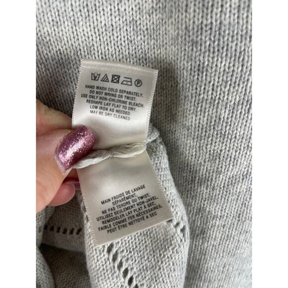 Anthropologie MOTH Light Gray Tie Back‎ Neck Cashmere Blend Sweater Size Small - Picture 10 of 10